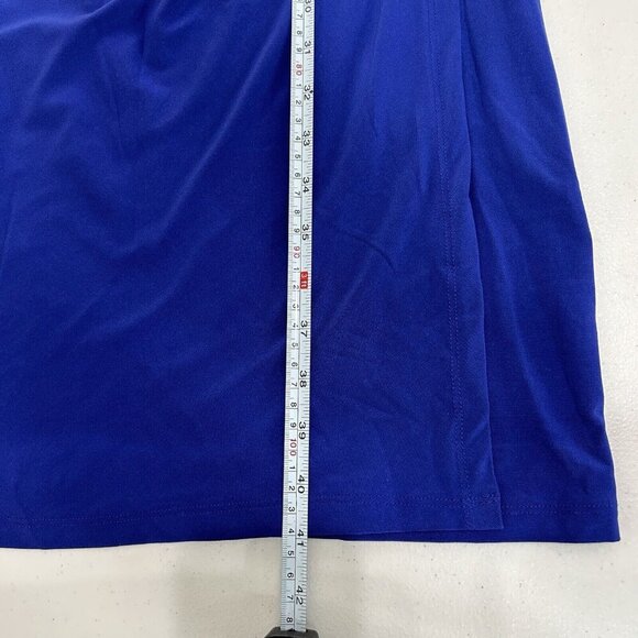 Lauren Ralph Lauren Womens Dress 8 Blue Mock Wrap Gathered Jersey Work Cocktail - Picture 7 of 11